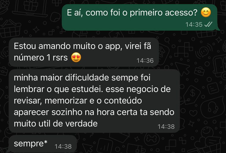 Mensagem de assinante do RESUMO CARD