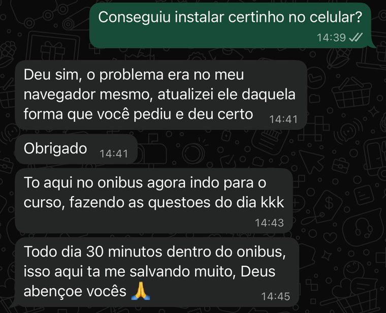 Mensagem de assinante do RESUMO CARD