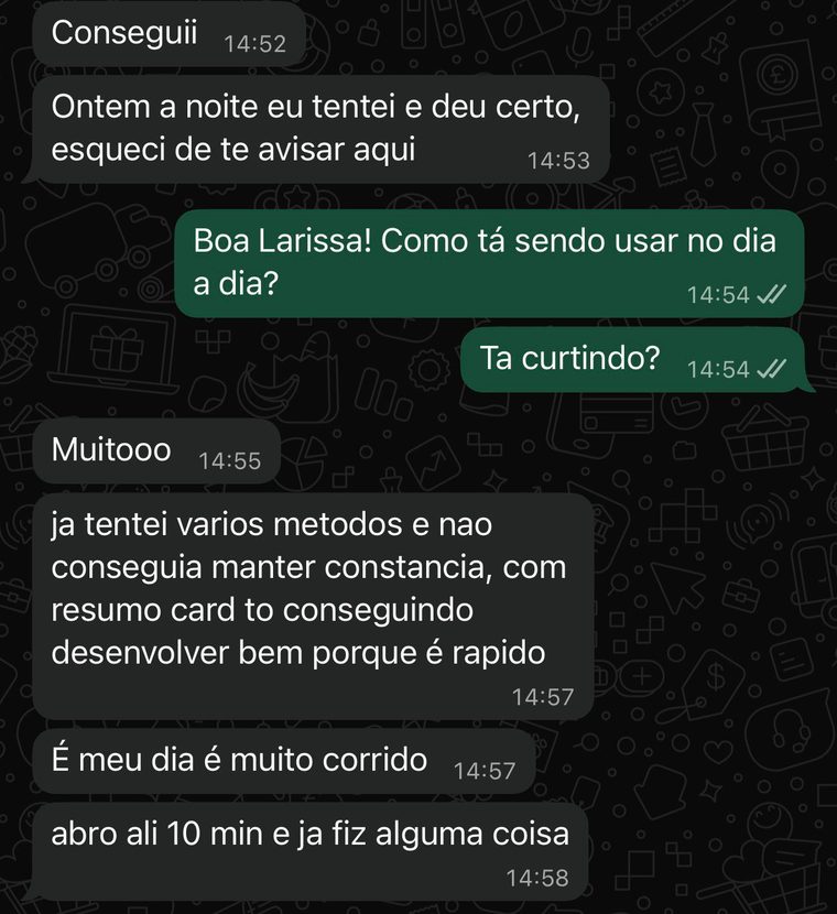 Mensagem de assinante do RESUMO CARD