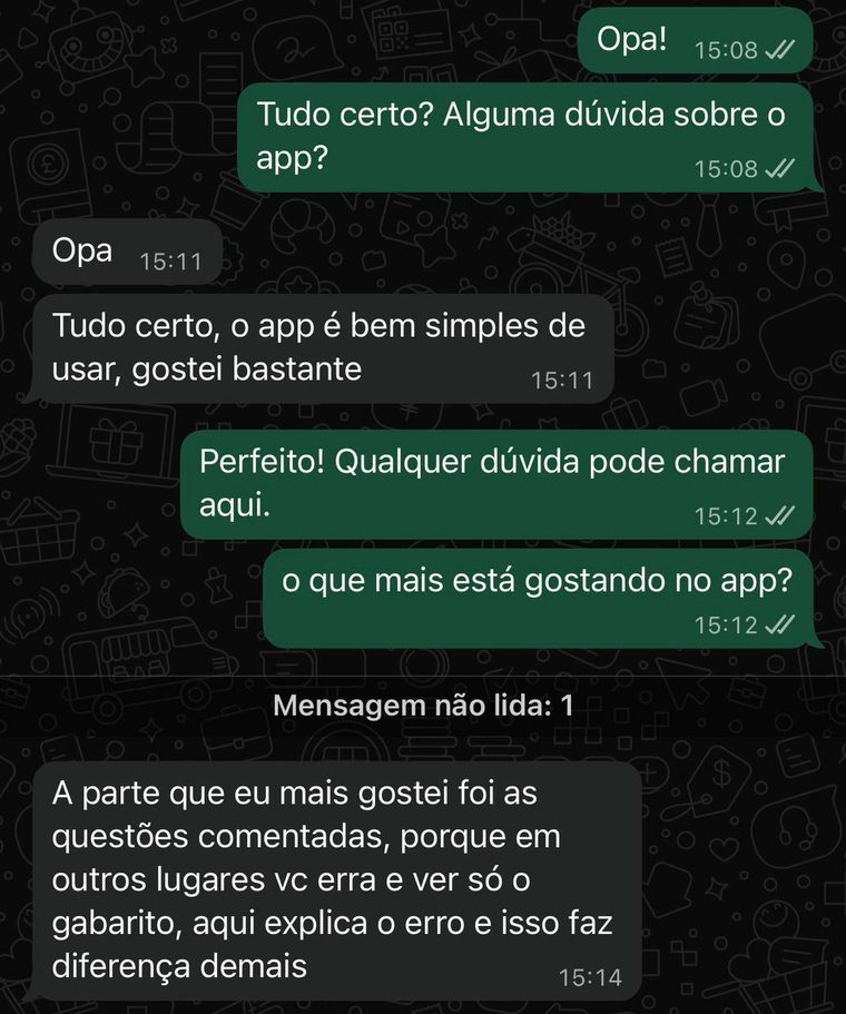 Mensagem de assinante do RESUMO CARD